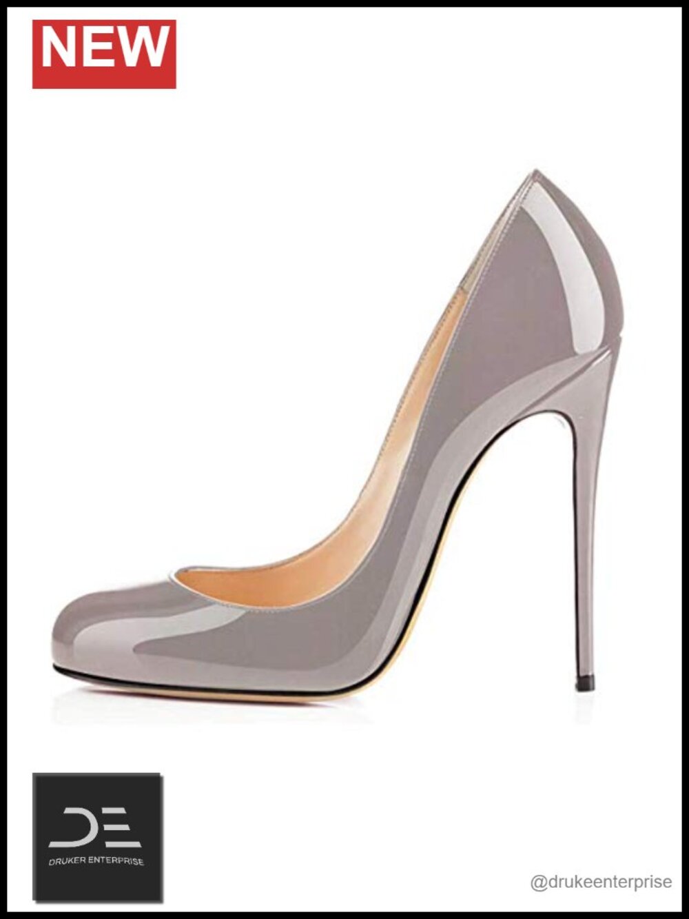 Women's Stiletto Heel Party Pumps Round Toe Slip-On Evening Shoes, Rubber Sole